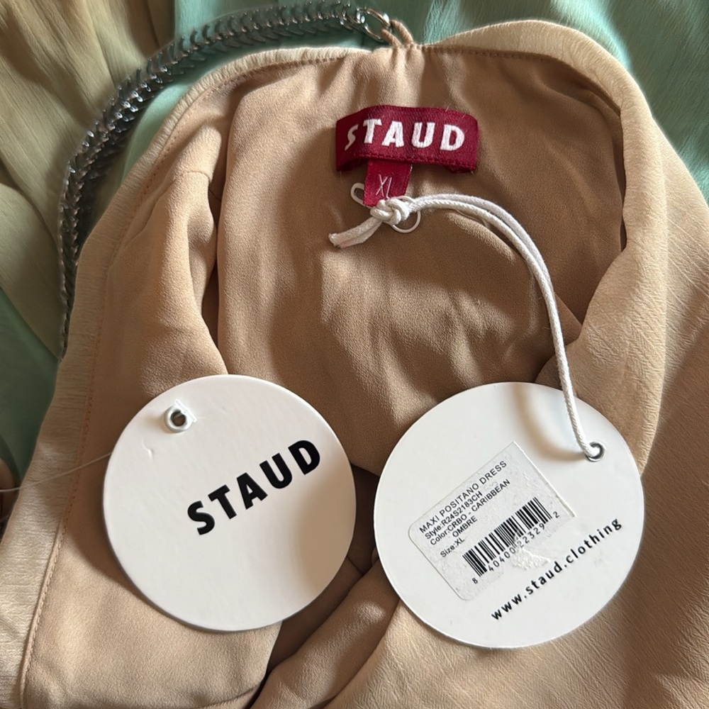 STAUD Positano Maxi Dress Caribbean Ombre Chain Strap NWT $595 XL - Picture 8 of 16